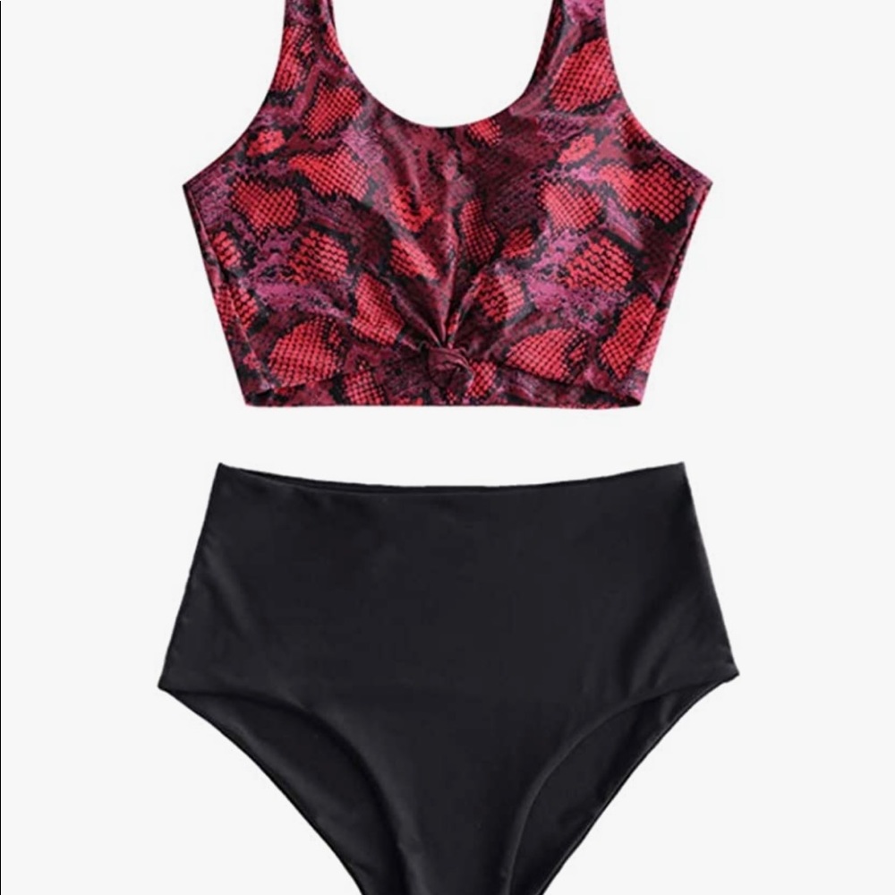 Zaful Women’s Knotted Tankini Set - Red